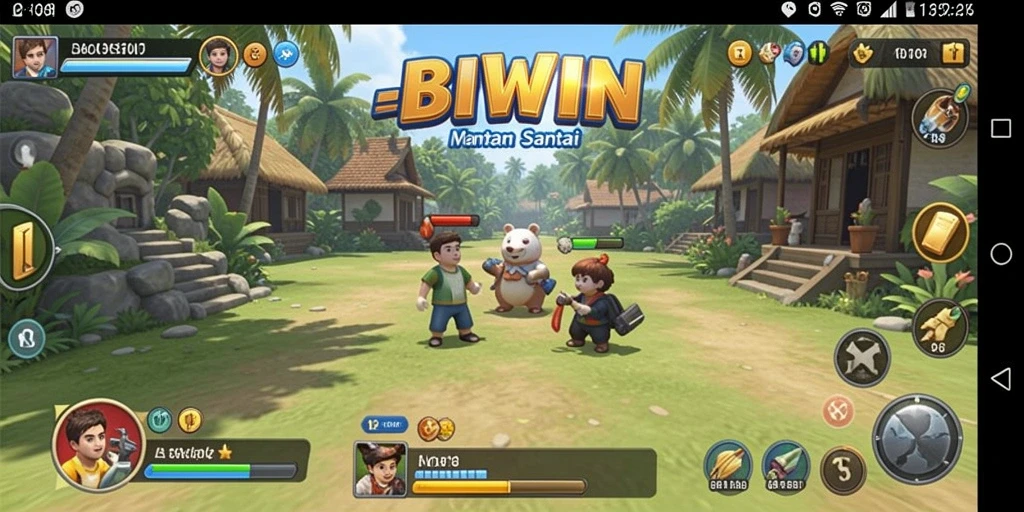 Tampilan gameplay BIWIN dengan grafik cerah dan interaksi menyenangkan.