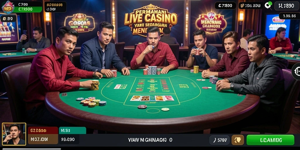 Screenshot gameplay C7890 menampilkan dealer langsung dan suasana kasino.