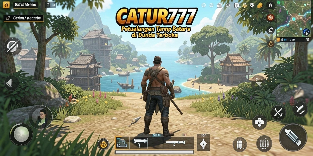 Tangkapan layar gameplay CATUR777 menampilkan dunia terbuka yang luas dan mendetail.