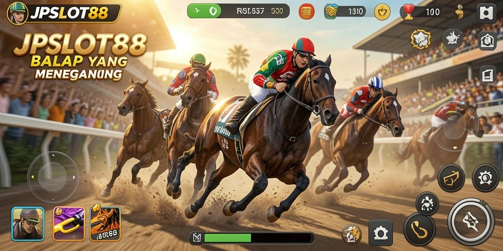 Tampilan gameplay JPSLOT88 yang seru dan menegangkan saat balapan.