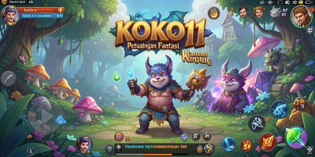 Screenshot gameplay KOKO11 menunjukkan aksi pertempuran yang intens dan karakter menarik.