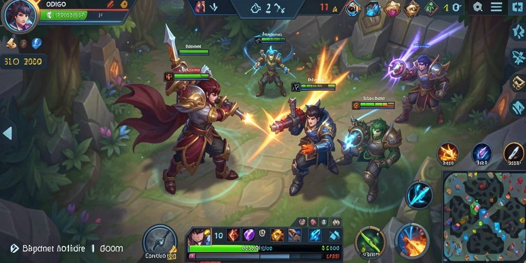 Screenshot gameplay ODDIGO yang menunjukkan aksi seru dalam pertarungan MOBA.