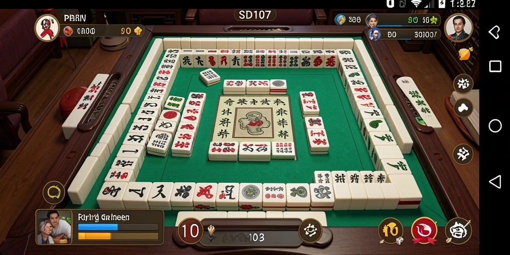Screenshot utama SD107 menampilkan gameplay Mahjong yang mendebarkan dan seru.